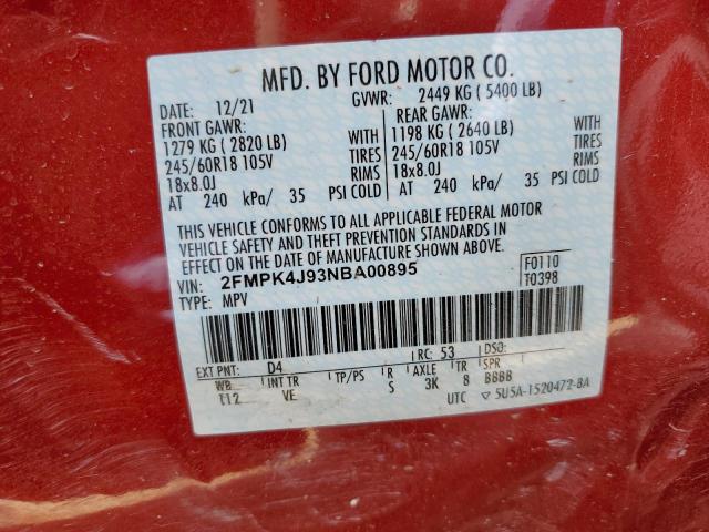 Photo 10 from auction – 2022 FORD EDGE SEL with VIN 2FMPK4J93NBA00895