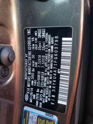 Photo 10 from auction – 2015 KIA SORENTO EX with VIN 5XYKU4A71FG603798