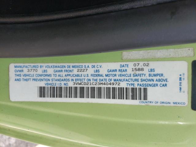 Photo 10 from auction – 2003 VOLKSWAGEN NEW BEETLE with VIN 3VWCD21C23M404972