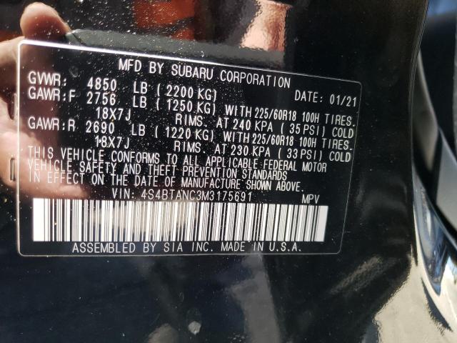 Photo 10 from auction – 2021 SUBARU OUTBACK LI with VIN 4S4BTANC3M3175691