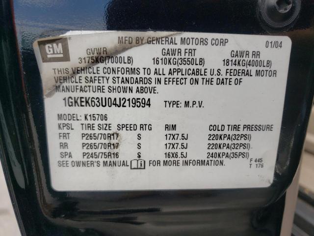 Photo 10 from auction – 2004 GMC YUKON DENA with VIN 1GKEK63U04J219594