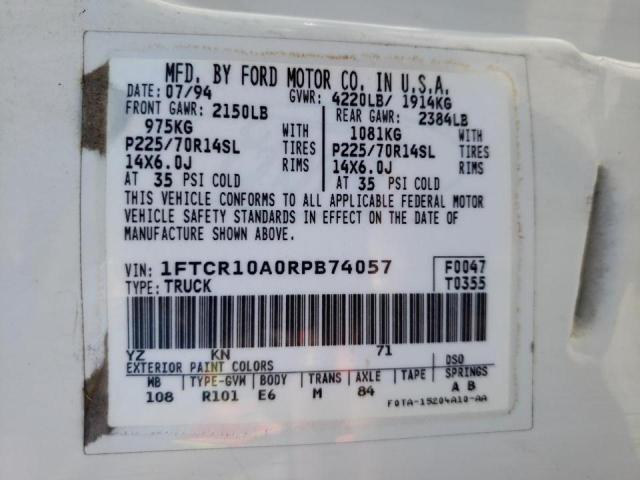 Photo 10 from auction – 1994 FORD RANGER with VIN 1FTCR10A0RPB74057