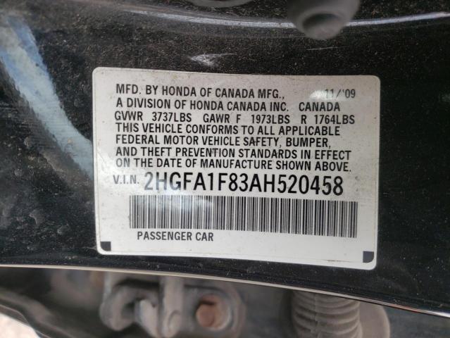 Photo 10 from auction – 2010 HONDA CIVIC EX with VIN 2HGFA1F83AH520458