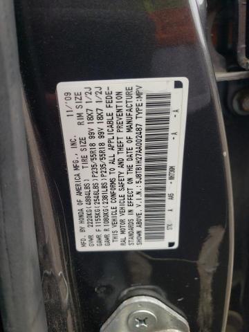 Photo 10 from auction – 2010 ACURA RDX with VIN 5J8TB1H27AA002487
