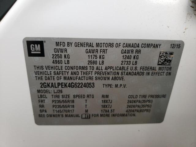 Photo 10 from auction – 2016 GMC TERRAIN SL with VIN 2GKALPEK4G6224053