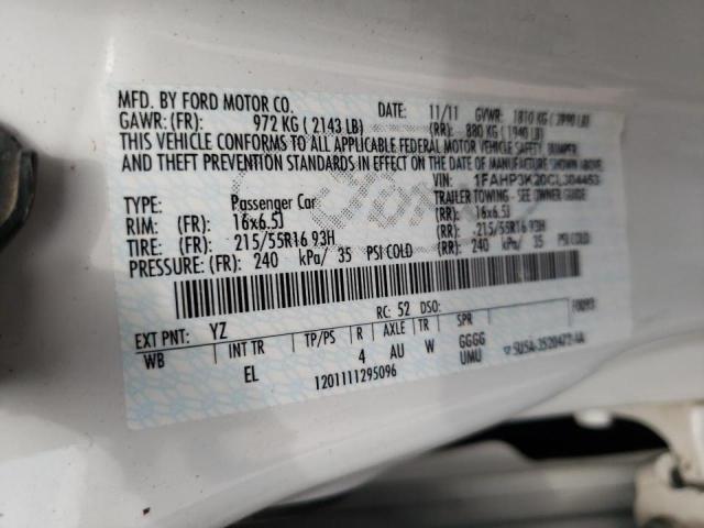 Photo 10 from auction – 2012 FORD FOCUS SE with VIN 1FAHP3K20CL304453