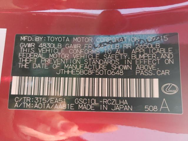 Photo 10 from auction – 2015 LEXUS RC 350 with VIN JTHHE5BC8F5010648