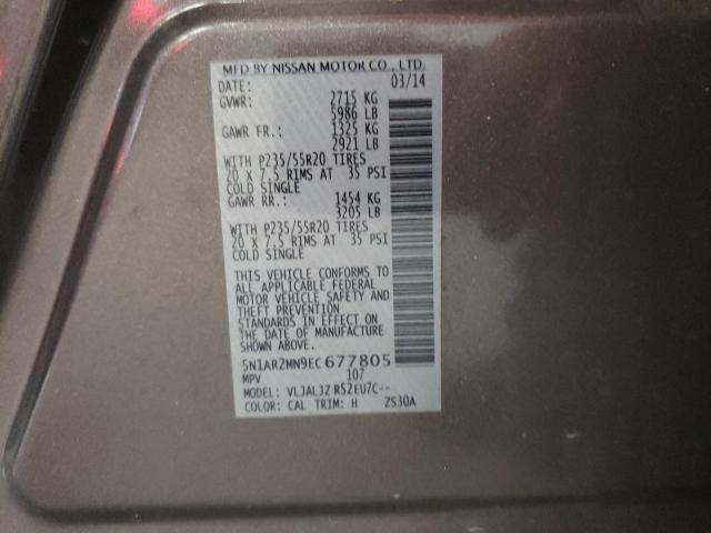 Photo 10 from auction – 2014 NISSAN PATHFINDER with VIN 5N1AR2MN9EC677805