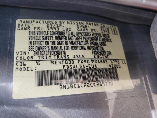 Photo 10 from auction – 2012 NISSAN VERSA S with VIN 3N1BC1CP2CK289770