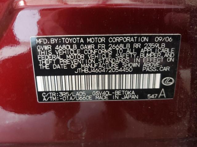 Photo 10 from auction – 2007 LEXUS ES 350 with VIN JTHBJ46G472054450