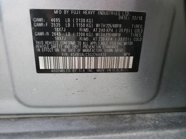 Снимка 10 от търг – 2016 SUBARU OUTBACK 2. с VIN 4S4BSALC5G3266830