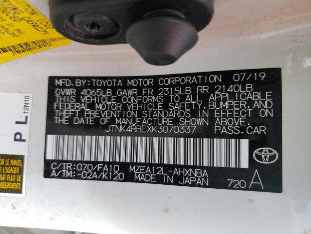 Photo 10 from auction – 2019 TOYOTA COROLLA SE with VIN JTNK4RBEXK3070337