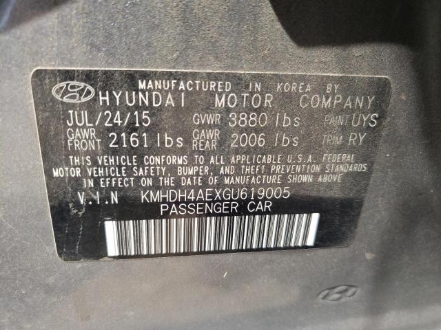 Photo 10 from auction – 2016 HYUNDAI ELANTRA SE with VIN KMHDH4AEXGU619005
