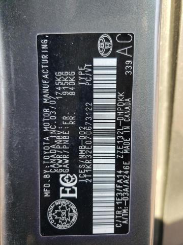 Photo 10 from auction – 2007 TOYOTA COROLLA MA with VIN 2T1KR32E07C673122