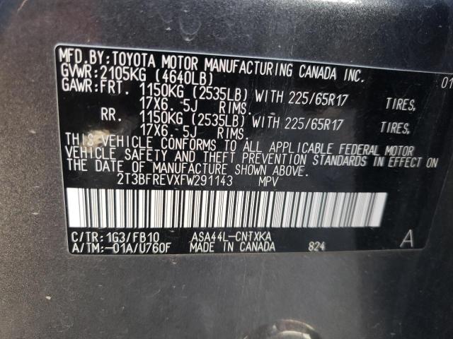 Photo 10 from auction – 2015 TOYOTA RAV4 LE with VIN 2T3BFREVXFW291143