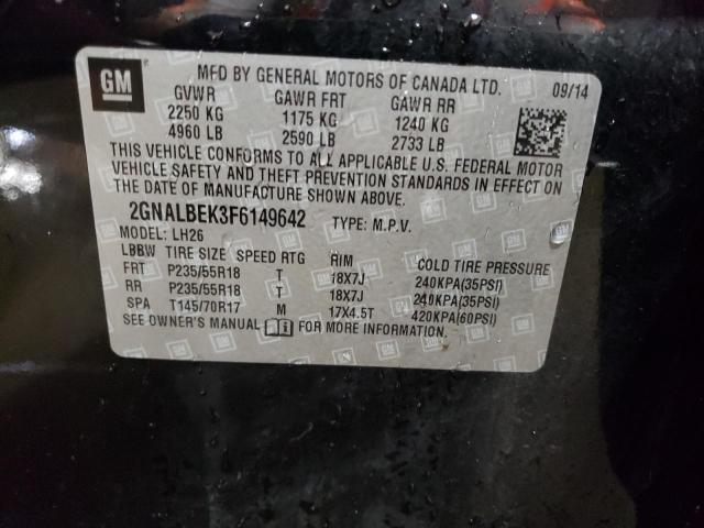 Photo 10 from auction – 2015 CHEVROLET EQUINOX LT with VIN 2GNALBEK3F6149642