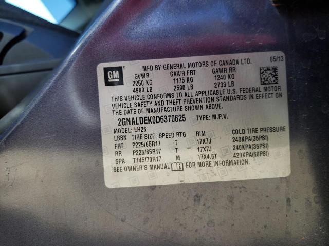 Photo 10 from auction – 2013 CHEVROLET EQUINOX LT with VIN 2GNALDEK0D6370625