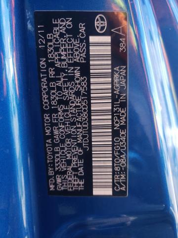 Photo 10 from auction – 2012 TOYOTA YARIS with VIN JTDJTUD38CD517583