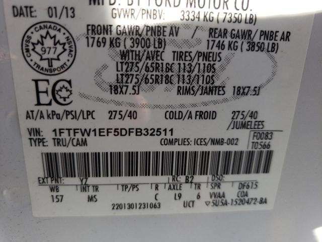 Photo 10 from auction – 2013 FORD F150 SUPER with VIN 1FTFW1EF5DFB32511