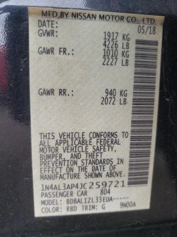 Photo 10 from auction – 2018 NISSAN ALTIMA 2.5 with VIN 1N4AL3AP4JC259721