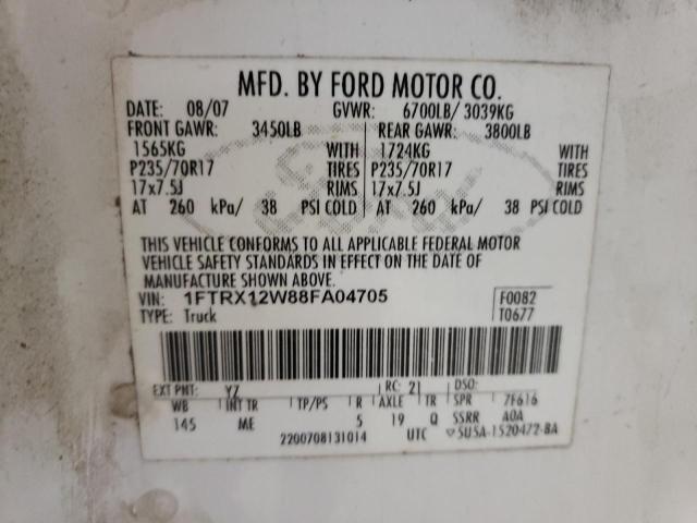 Photo 10 from auction – 2008 FORD F150 with VIN 1FTRX12W88FA04705