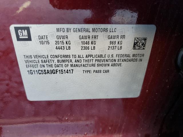 Photo 10 from auction – 2016 CHEVROLET MALIBU LIM with VIN 1G11C5SA9GF151417