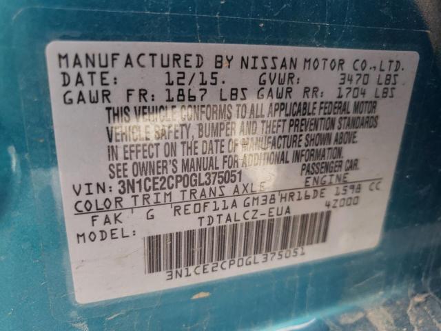 Photo 10 from auction – 2016 NISSAN VERSA NOTE with VIN 3N1CE2CP0GL375051