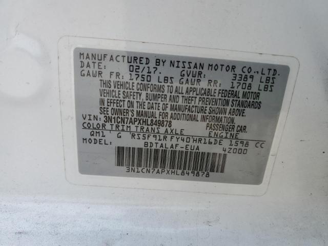 Photo 10 from auction – 2017 NISSAN VERSA S with VIN 3N1CN7APXHL849878