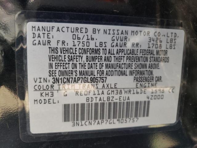 Photo 10 from auction – 2016 NISSAN VERSA S with VIN 3N1CN7AP7GL905757