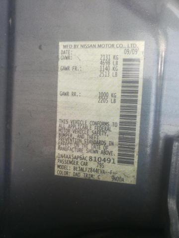 Photo 10 from auction – 2010 NISSAN MAXIMA S with VIN 1N4AA5AP6AC810491