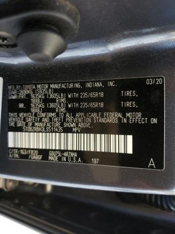 Photo 10 from auction – 2020 TOYOTA HIGHLANDER with VIN 5TDBZRBH3LS511435