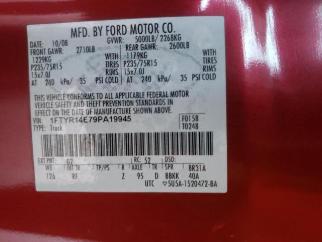 Photo 10 from auction – 2009 FORD RANGER SUP with VIN 1FTYR14E79PA19945