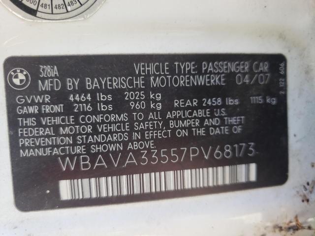 Photo 10 from auction – 2007 BMW 3 SERIES with VIN WBAVA33557PV68173