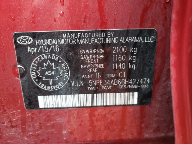 Photo 10 from auction – 2016 HYUNDAI SONATA SPO with VIN 5NPE34AB6GH427474