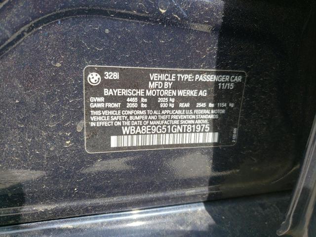 Photo 10 from auction – 2016 BMW 328 I SULE with VIN WBA8E9G51GNT81975