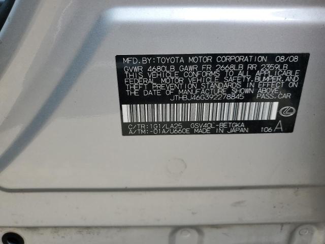 Photo 10 from auction – 2009 LEXUS ES 350 with VIN JTHBJ46G392278845