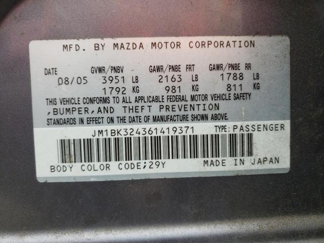Photo 10 from auction – 2006 MAZDA 3 S with VIN JM1BK324361419371