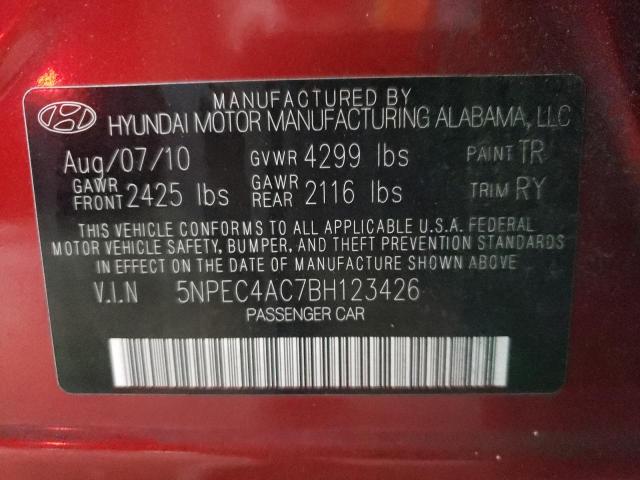 Photo 10 from auction – 2011 HYUNDAI SONATA SE with VIN 5NPEC4AC7BH123426