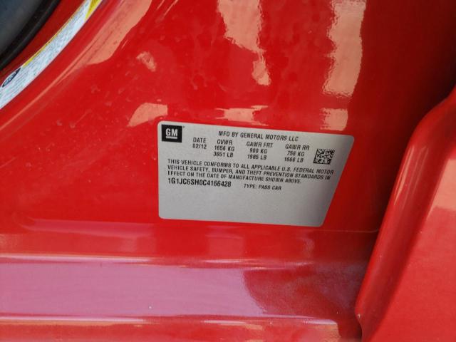 Photo 10 from auction – 2012 CHEVROLET SONIC LT with VIN 1G1JC6SH0C4166428