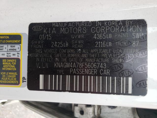 Photo 10 from auction – 2015 KIA OPTIMA LX with VIN KNAGM4A78F5606743