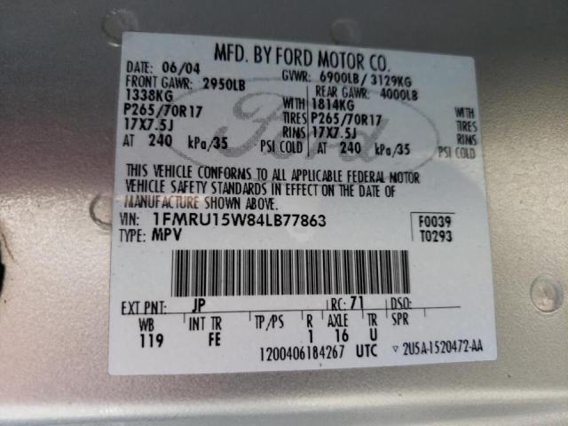 Photo 10 from auction – 2004 FORD EXPEDITION with VIN 1FMRU15W84LB77863