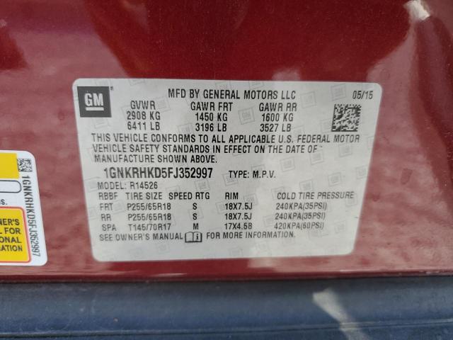 Photo 10 from auction – 2015 CHEVROLET TRAVERSE L with VIN 1GNKRHKD5FJ352997