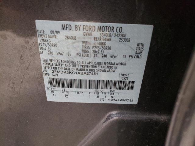Photo 10 from auction – 2010 FORD EDGE LIMIT with VIN 2FMDK3KC1ABA27451