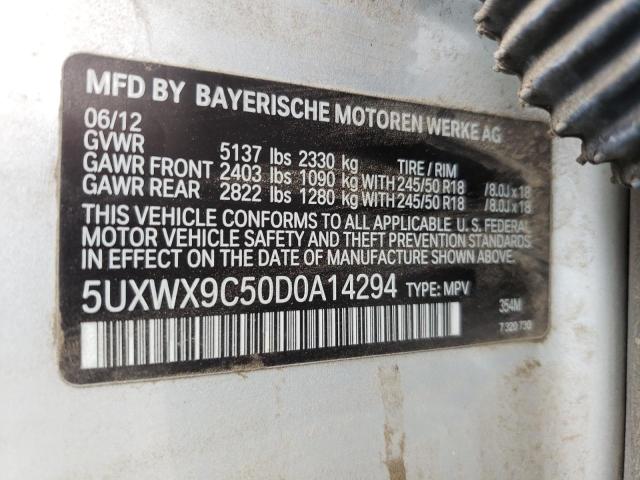 Photo 10 from auction – 2013 BMW X3 XDRIVE2 with VIN 5UXWX9C50D0A14294