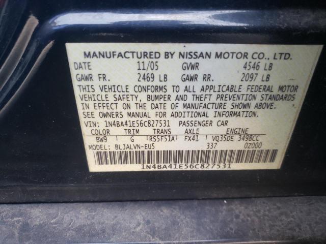 Photo 10 from auction – 2006 NISSAN MAXIMA SE with VIN 1N4BA41E56C827531