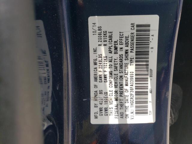 Photo 10 from auction – 2015 HONDA ACCORD with VIN 1HGCR2F36FA039650
