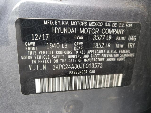 Photo 10 from auction – 2018 HYUNDAI ACCENT SE with VIN 3KPC24A30JE013573