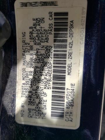 Photo 10 from auction – 2013 TOYOTA COROLLA BA with VIN 5YFBU4EE8DP125252