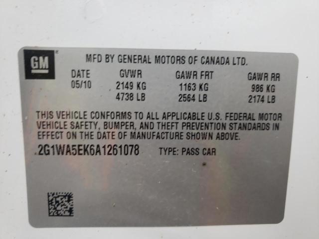 Photo 10 from auction – 2010 CHEVROLET IMPALA LS with VIN 2G1WA5EK6A1261078