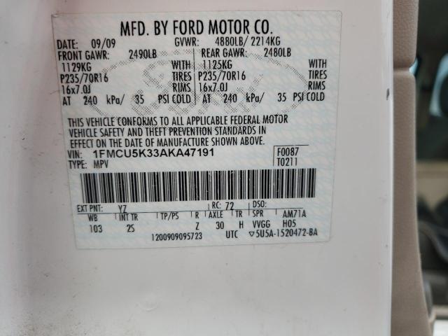 Photo 10 from auction – 2010 FORD ESCAPE HYB with VIN 1FMCU5K33AKA47191